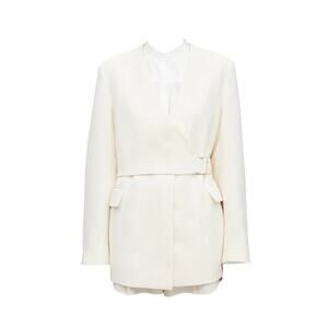3.1 PHILIP LIM $850 Ivory Heavy Cady Wrap V-Neck Belted Blazer Jacket Size 2